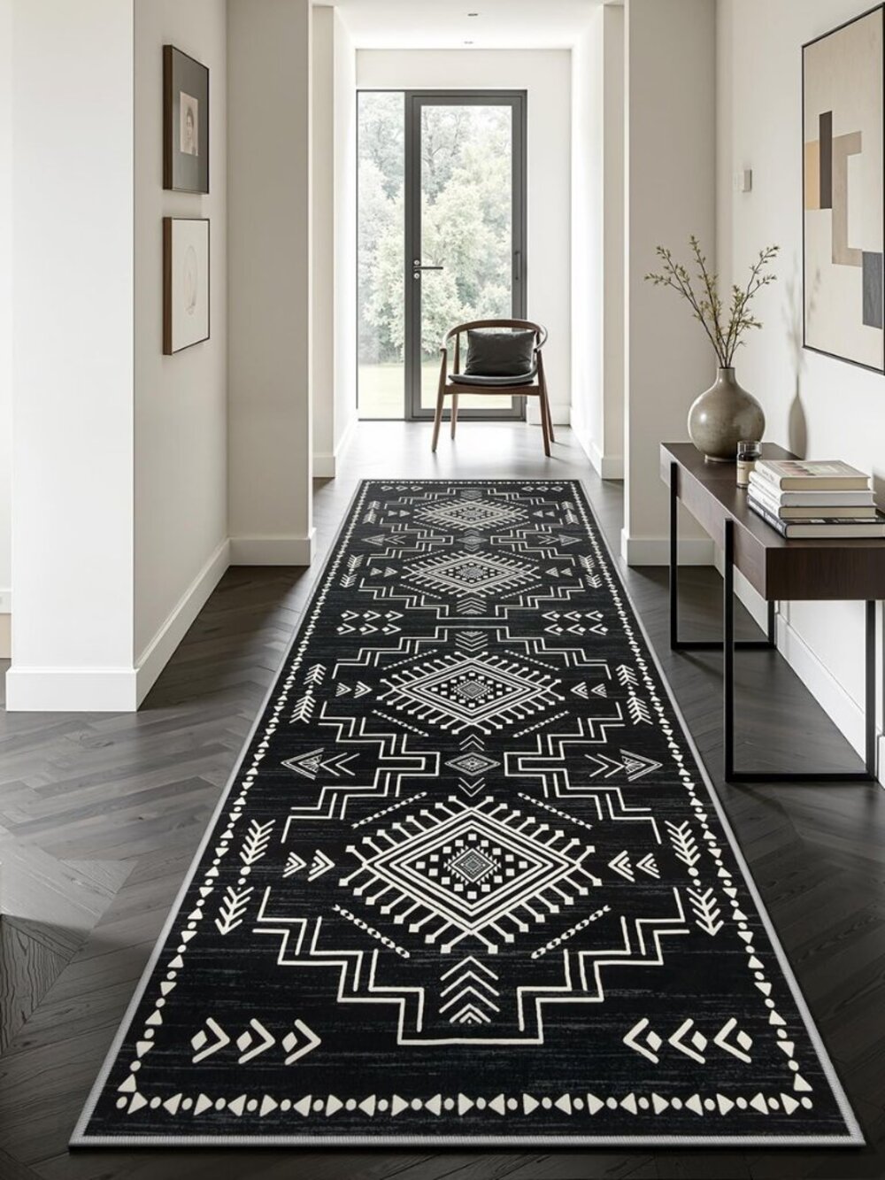 Western Boho Washable 2.6x8 Runner Rug for Hallway Entryway Kitchen